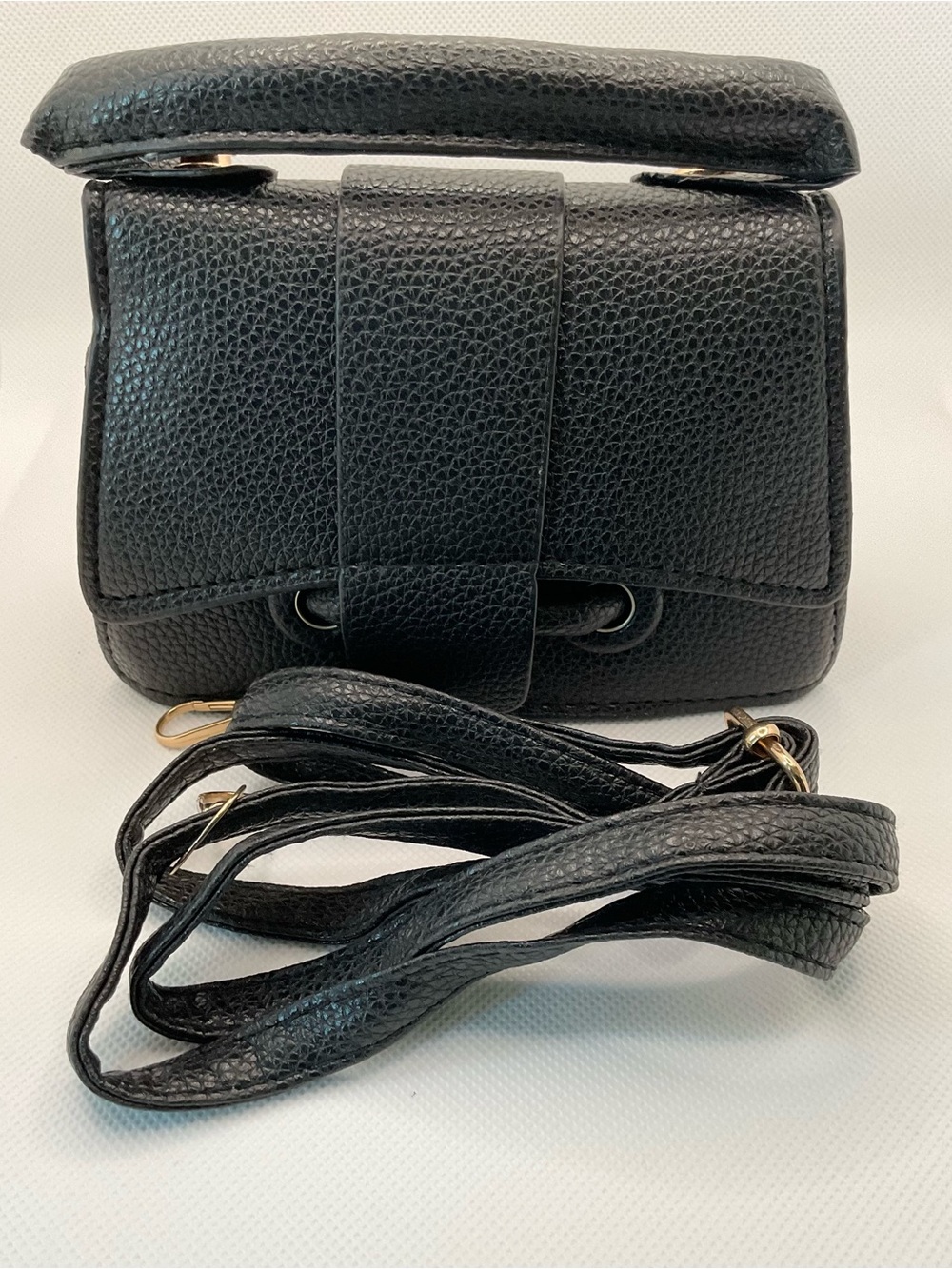 Chic Black Pebbled Mini Crossbody Bag | MayZai Boutique